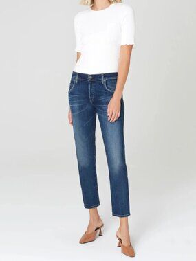 Citizens of Humanity Emerson Slim Boyfriend Midrise Relaxed Crop Blue Ridge Jean